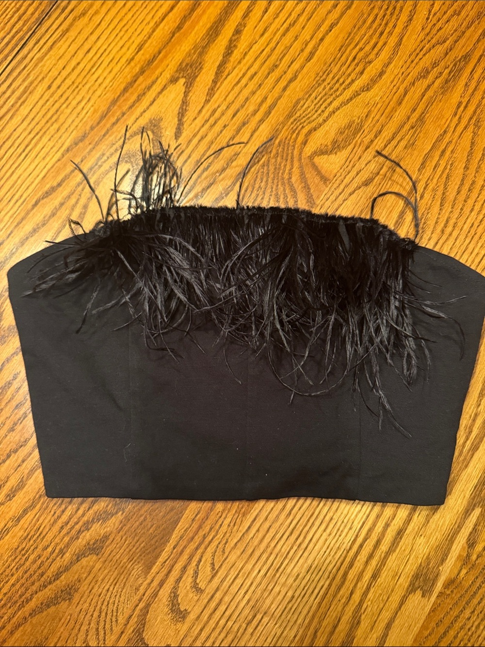 Urban Outfitters Black Feather Trim Strapless Hat